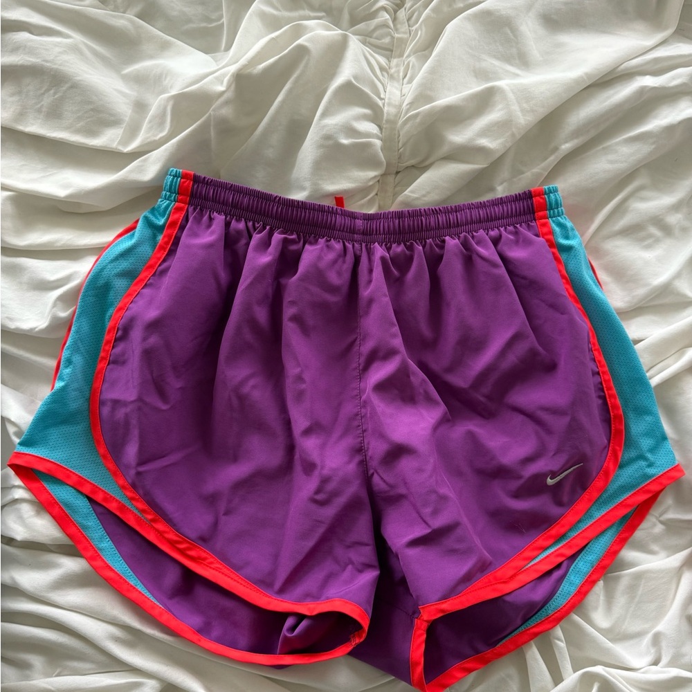 Nike Women's Athletic Shorts in Purple with Red and Blue Accents